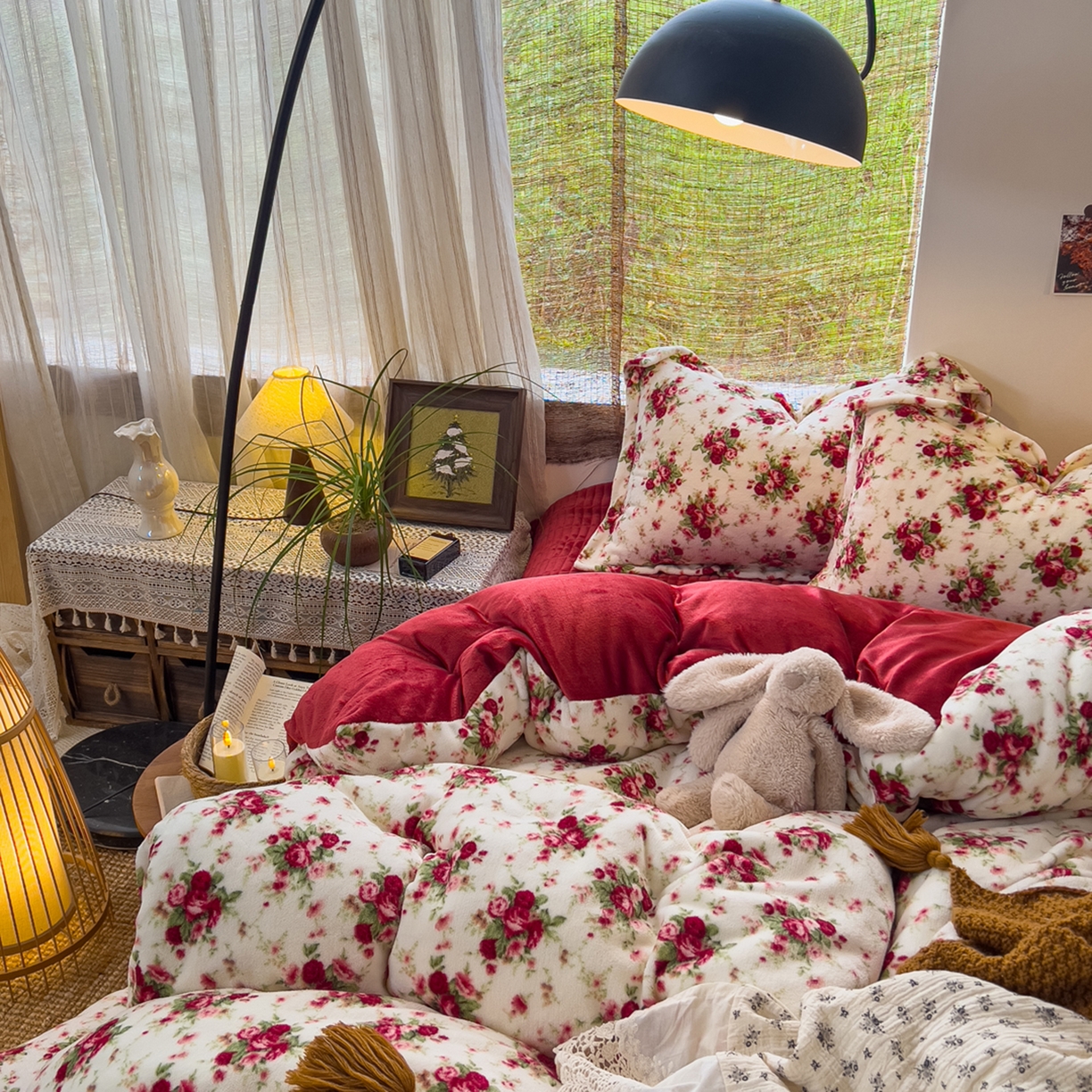 91家纺网 家纺一手货源 找家纺 （总）默忆 2025新款牛奶绒床盖款四件套-花妖