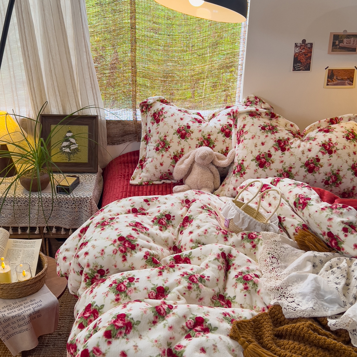 91家纺网 家纺一手货源 找家纺 （总）默忆 2025新款牛奶绒床盖款四件套-花妖