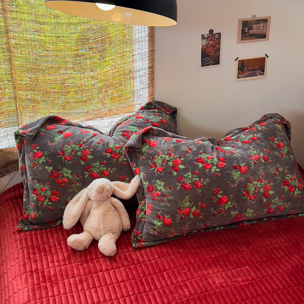 91家纺网 家纺一手货源 找家纺 默忆 2025新款牛奶绒床盖款四件套-花妖 花妖-红