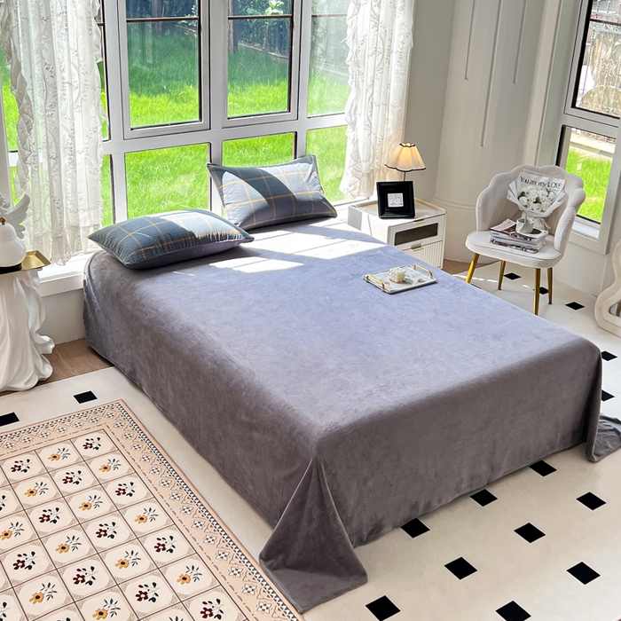 91家纺网 家纺一手货源 找家纺 柠萌家居 2025新款无印良品风双拼全棉色织水洗棉加牛奶绒四件套简约全棉拼牛奶绒四件套 提供买家秀 棉+绒-瓦尔灰