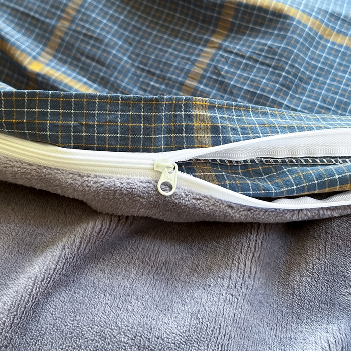 91家纺网 家纺一手货源 找家纺 柠萌家居 2025新款无印良品风双拼全棉色织水洗棉加牛奶绒四件套简约全棉拼牛奶绒四件套 提供买家秀 棉+绒-瓦尔灰