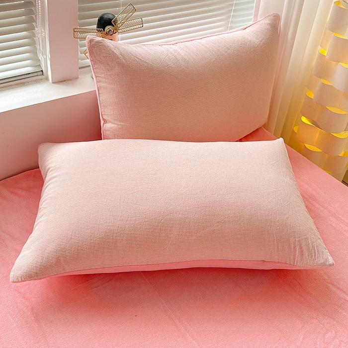 91家纺网 家纺一手货源 找家纺 柠萌家居 2025新款无印良品风双拼全棉色织水洗棉加牛奶绒四件套简约全棉拼牛奶绒四件套 提供买家秀 棉+绒粉密条