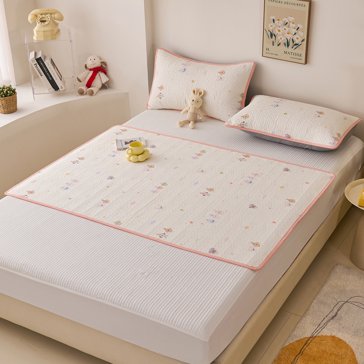 91家纺网 家纺一手货源 找家纺 拾小柒 2025年新款全棉双层纱隔脏姨妈垫护理垫床护垫 豆豆好朋友-防水款