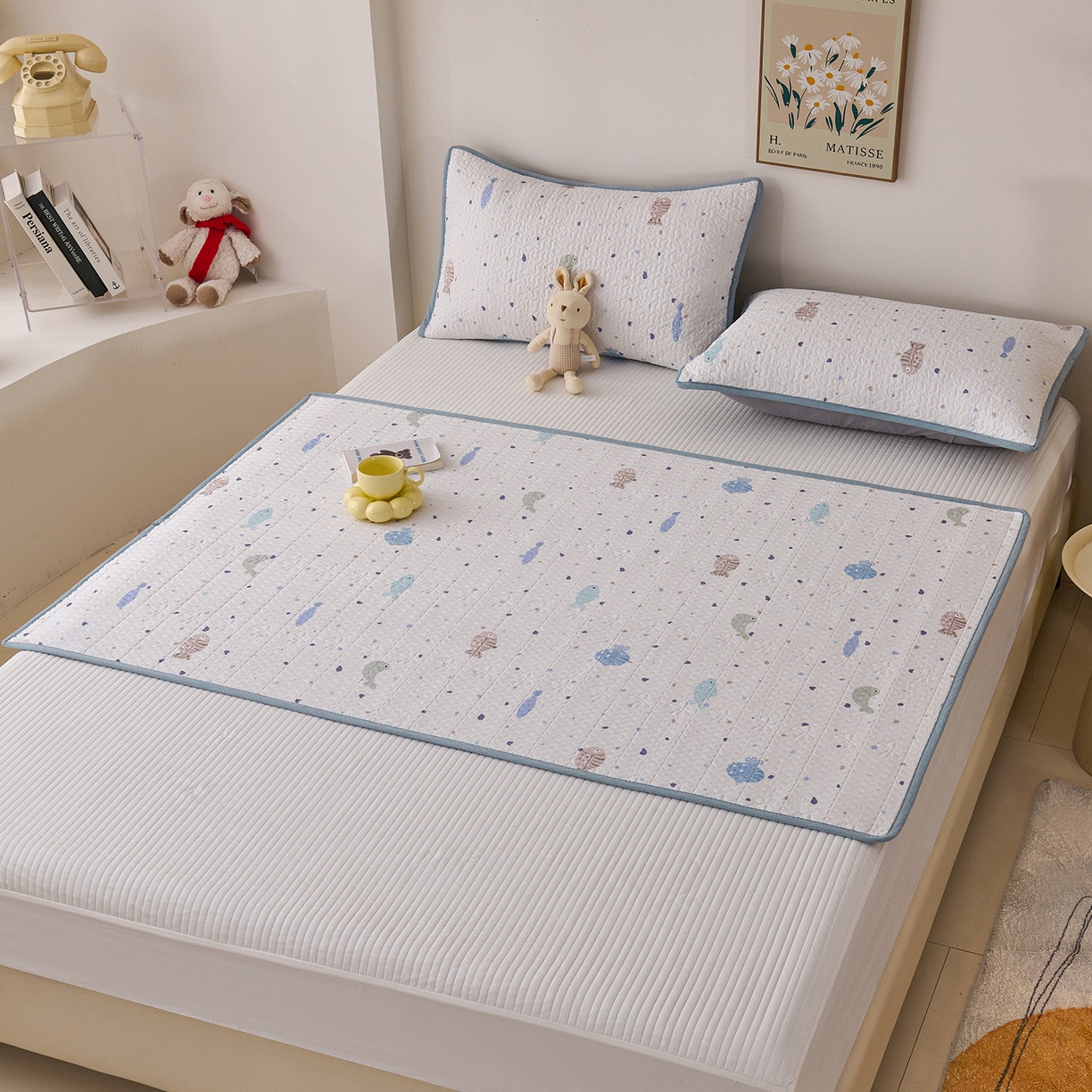 91家纺网 家纺一手货源 找家纺 拾小柒 2025年新款全棉双层纱隔脏姨妈垫护理垫床护垫 鲤安-防水款