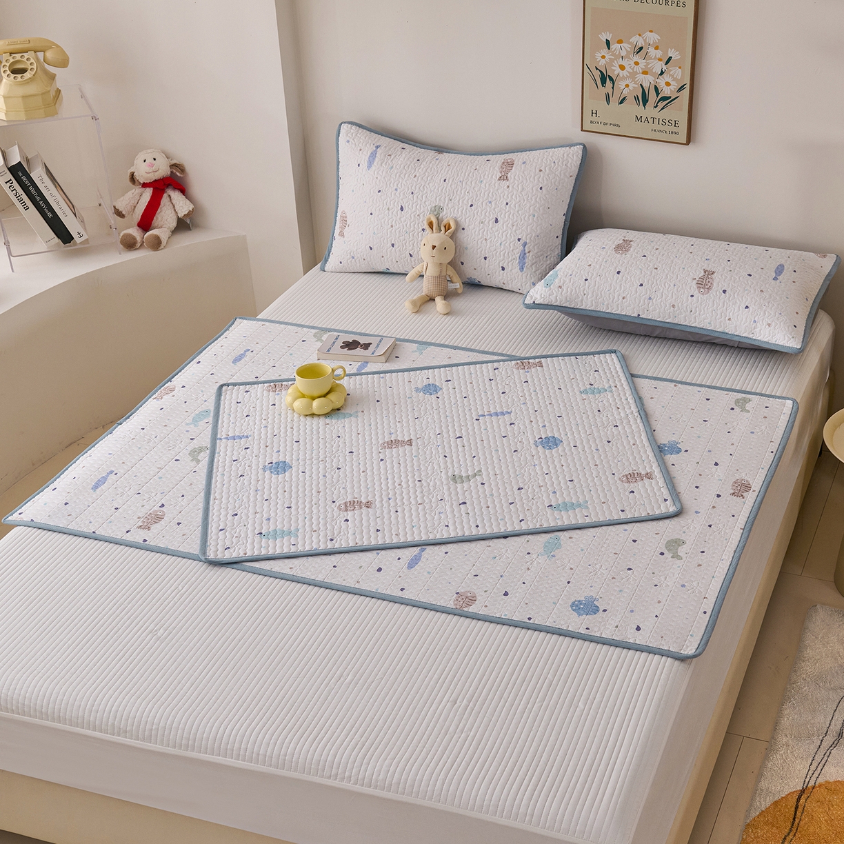 91家纺网 家纺一手货源 找家纺 拾小柒 2025年新款全棉双层纱隔脏姨妈垫护理垫床护垫 鲤安-防水款