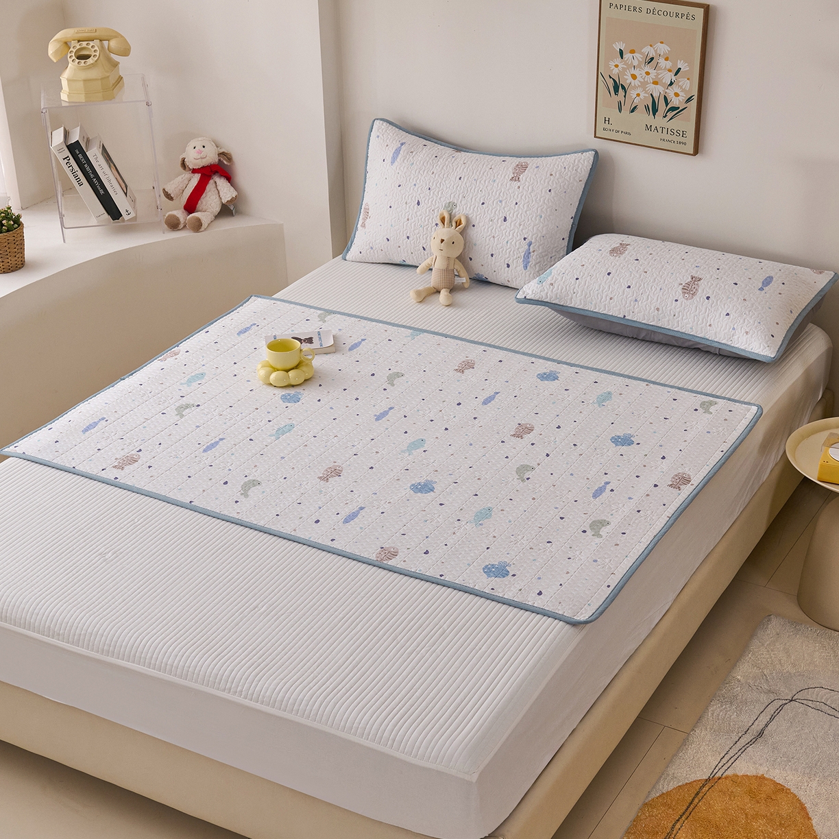 91家纺网 家纺一手货源 找家纺 拾小柒 2025年新款全棉双层纱隔脏姨妈垫护理垫床护垫 鲤安-防水款