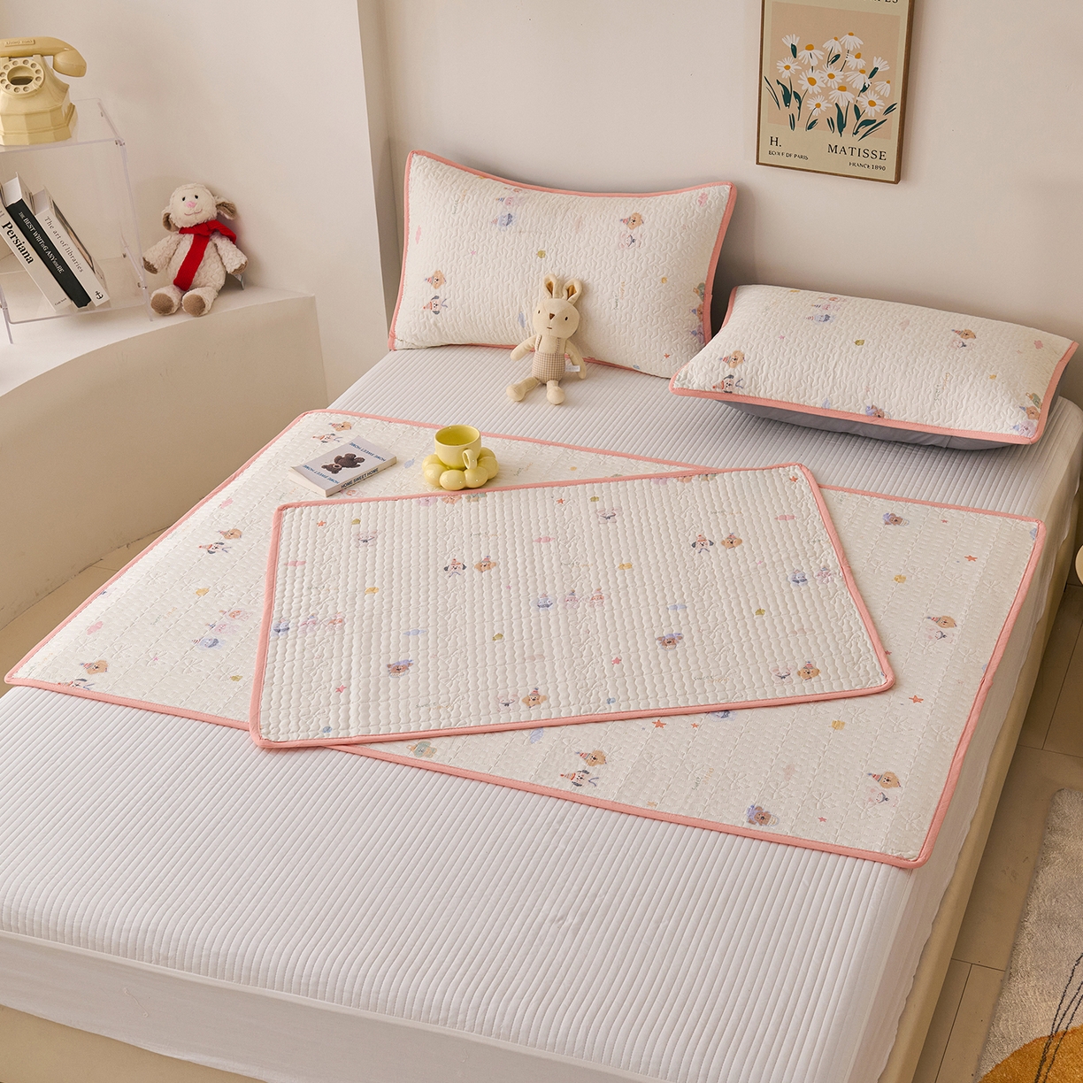 91家纺网 家纺一手货源 找家纺 拾小柒 2025年新款全棉双层纱隔脏姨妈垫护理垫床护垫 豆豆好朋友-防水款