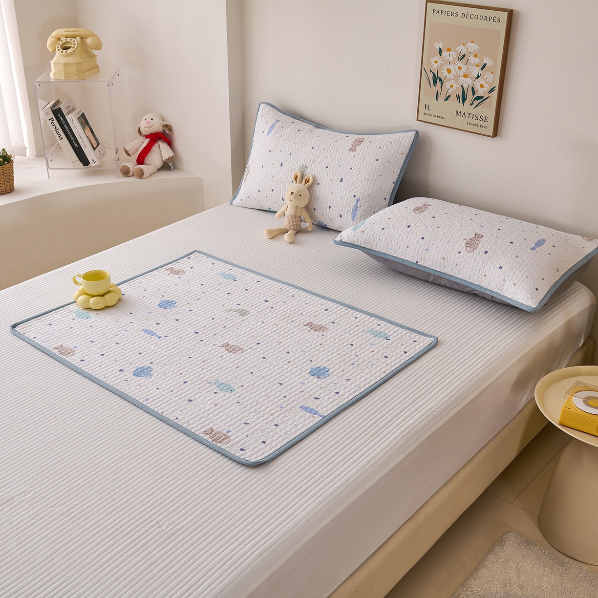 91家纺网 家纺一手货源 找家纺 拾小柒 2025年新款全棉双层纱隔脏姨妈垫护理垫床护垫 鲤安-防水款