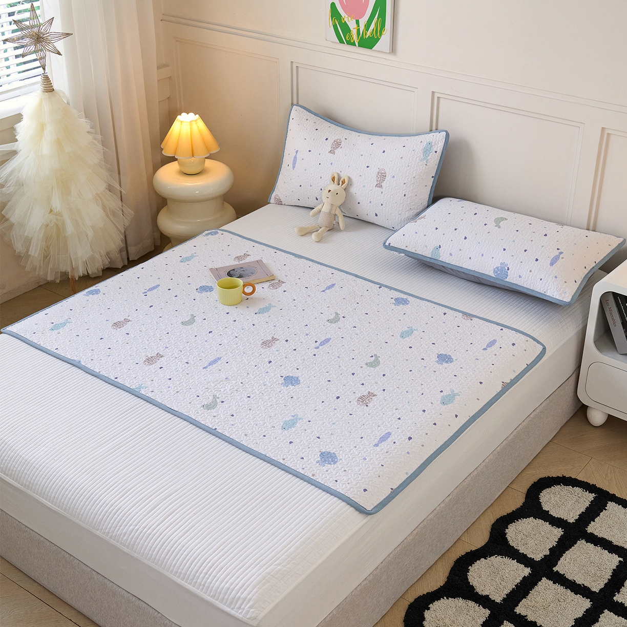 91家纺网 家纺一手货源 找家纺 拾小柒 2025年新款全棉双层纱隔脏姨妈垫护理垫床护垫 鲤安-不防水款