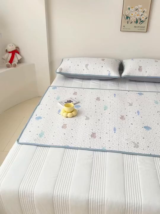91家纺网 家纺一手货源 找家纺 拾小柒 2025年新款全棉双层纱隔脏姨妈垫护理垫床护垫 鲤安-不防水款