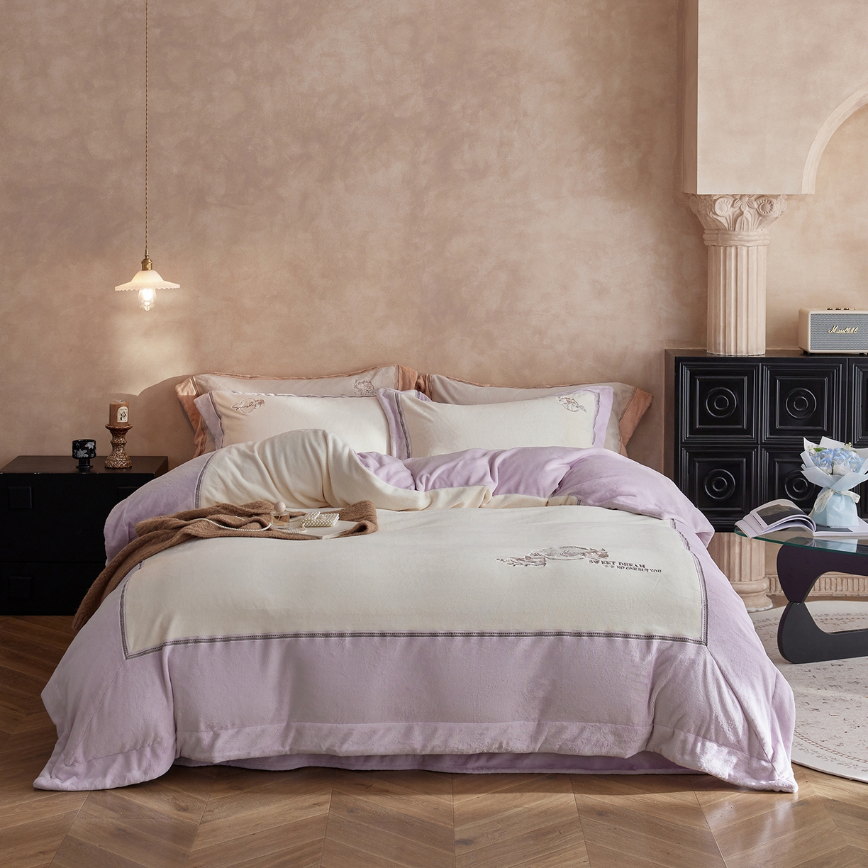 91家纺网 家纺一手货源 找家纺 （总）蓝梦 2025新款270g全消光牛奶绒四件套-瑰梦系列