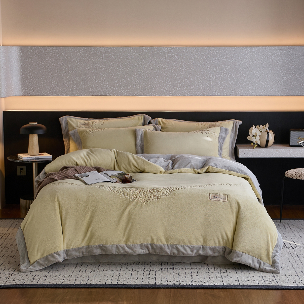 91家纺网 家纺一手货源 找家纺 （总）蓝梦 2025新款270g全消光牛奶绒四件套-卡曼缪斯