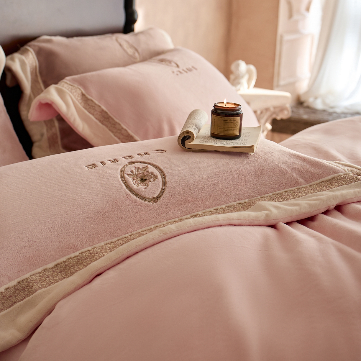 91家纺网 家纺一手货源 找家纺 （总）蓝梦 2025新款270g全消光牛奶绒四件套-克莱尔