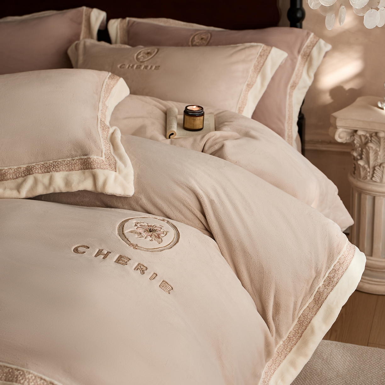 91家纺网 家纺一手货源 找家纺 蓝梦 2025新款270g全消光牛奶绒四件套-克莱尔 克莱尔-新米色