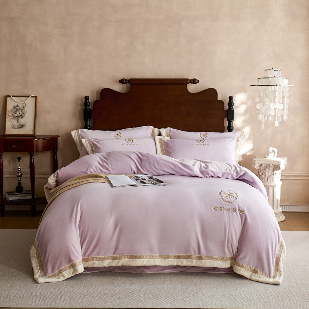 蓝梦 2025新款270g全消光牛奶绒四件套-克莱尔 克莱尔-浅紫