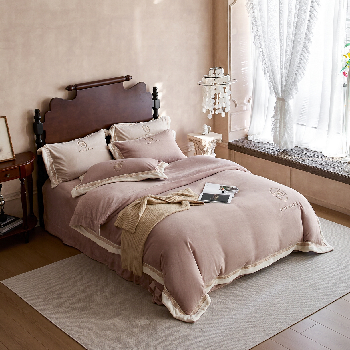 91家纺网 家纺一手货源 找家纺 蓝梦 2025新款270g全消光牛奶绒四件套-克莱尔 克莱尔-米咖