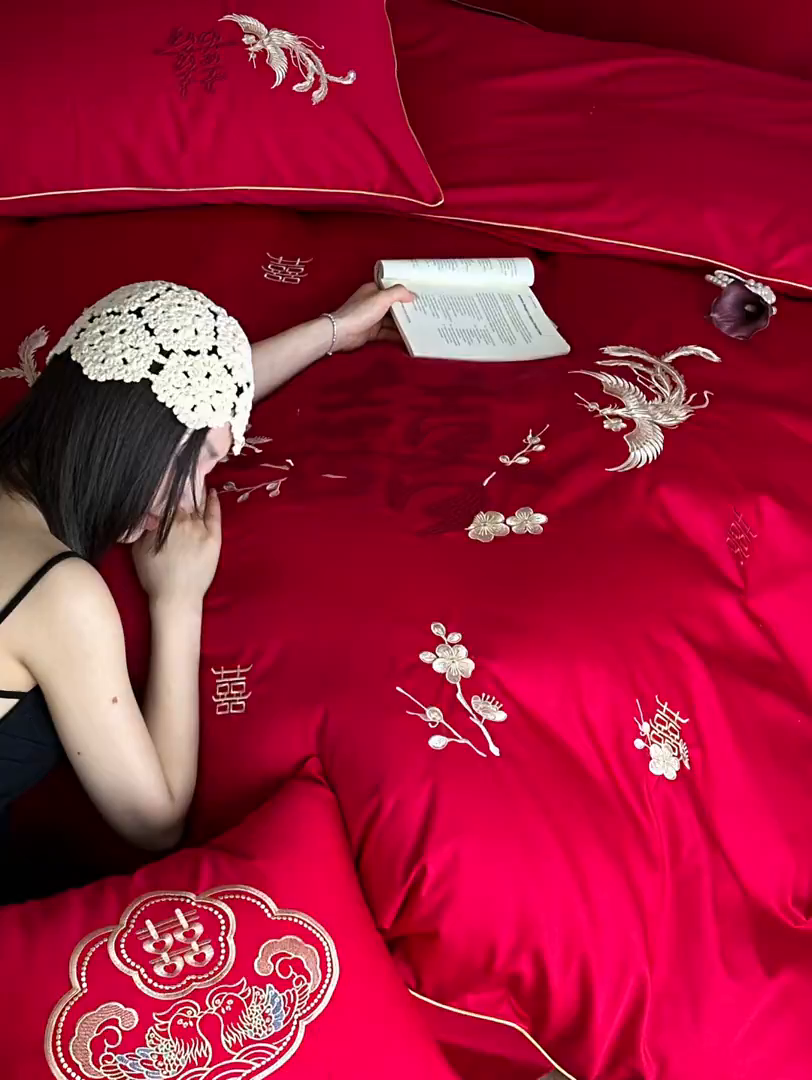 91家纺网 家纺一手货源 找家纺 （总）女子家纺 2025新款亲肤舒适婚庆四件套-国色天香