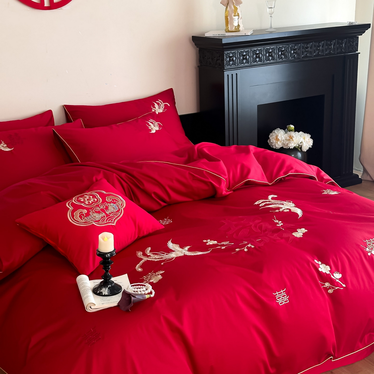 91家纺网 家纺一手货源 找家纺 （总）女子家纺 2025新款亲肤舒适婚庆四件套-国色天香