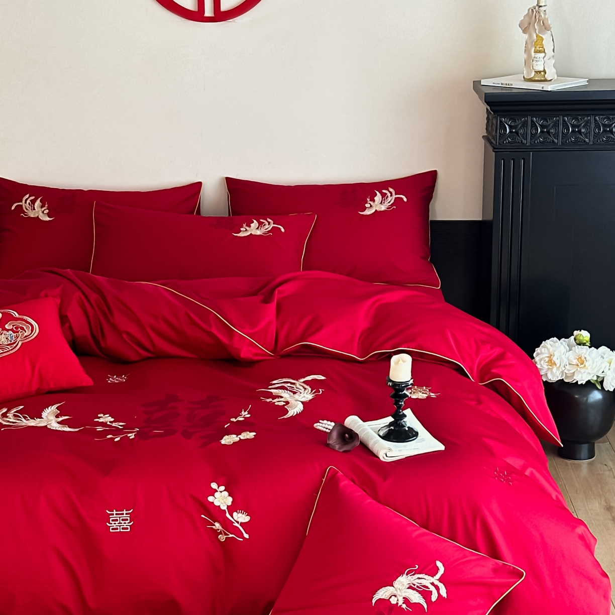 91家纺网 家纺一手货源 找家纺 （总）女子家纺 2025新款亲肤舒适婚庆四件套-国色天香