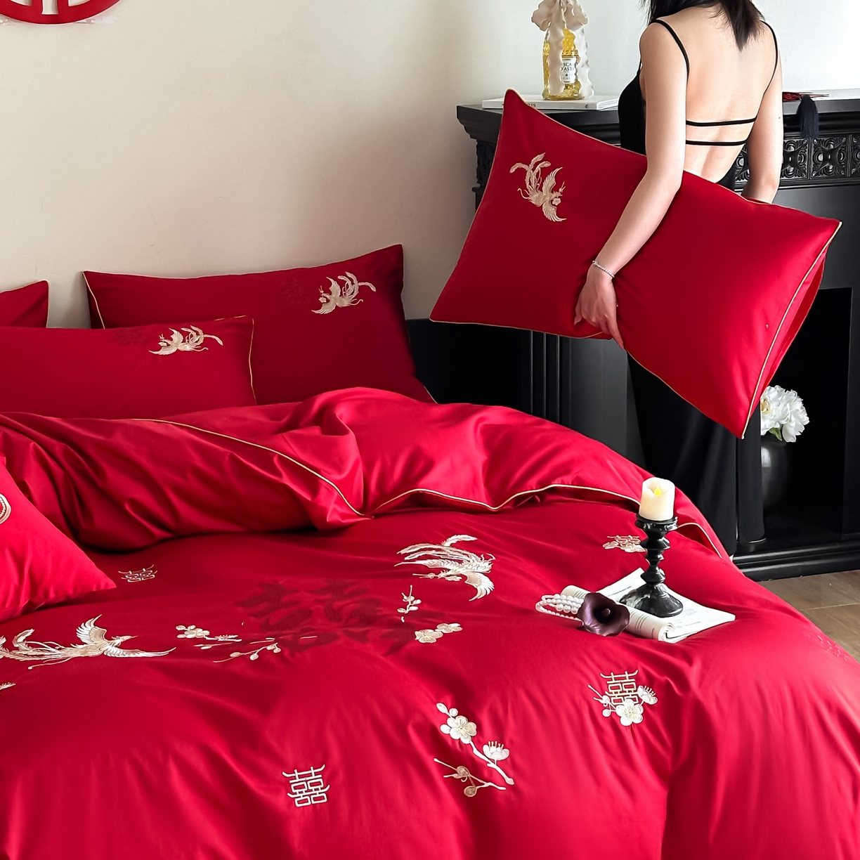 91家纺网 家纺一手货源 找家纺 （总）女子家纺 2025新款亲肤舒适婚庆四件套-国色天香