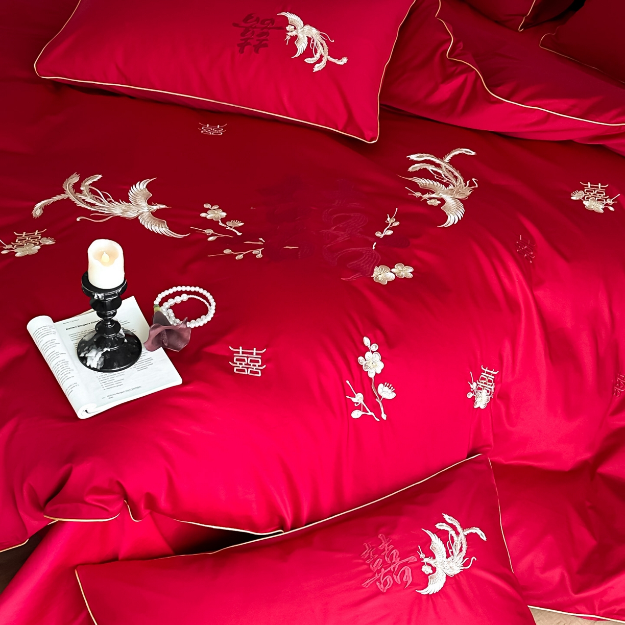 91家纺网 家纺一手货源 找家纺 （总）女子家纺 2025新款亲肤舒适婚庆四件套-国色天香