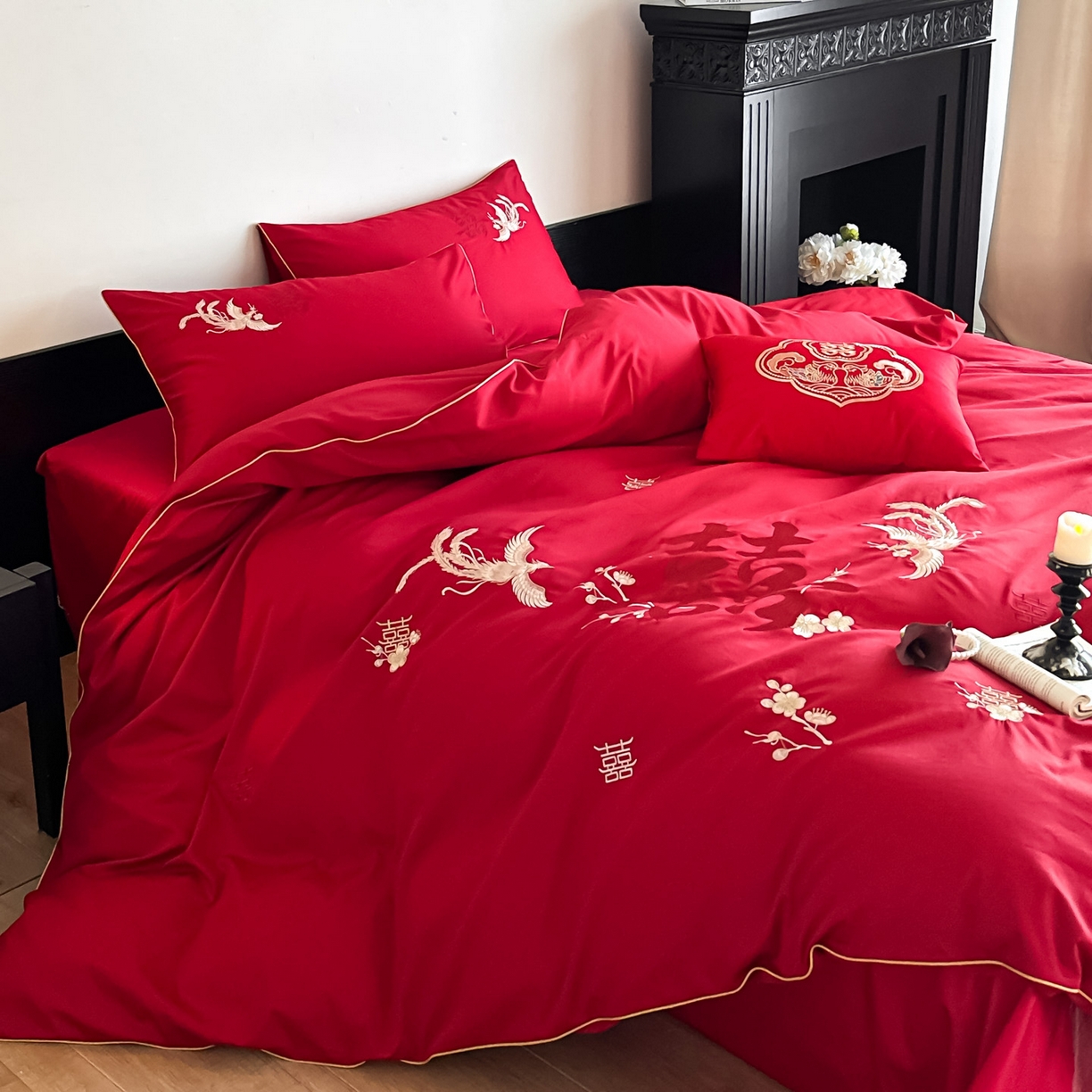 91家纺网 家纺一手货源 找家纺 （总）女子家纺 2025新款亲肤舒适婚庆四件套-国色天香