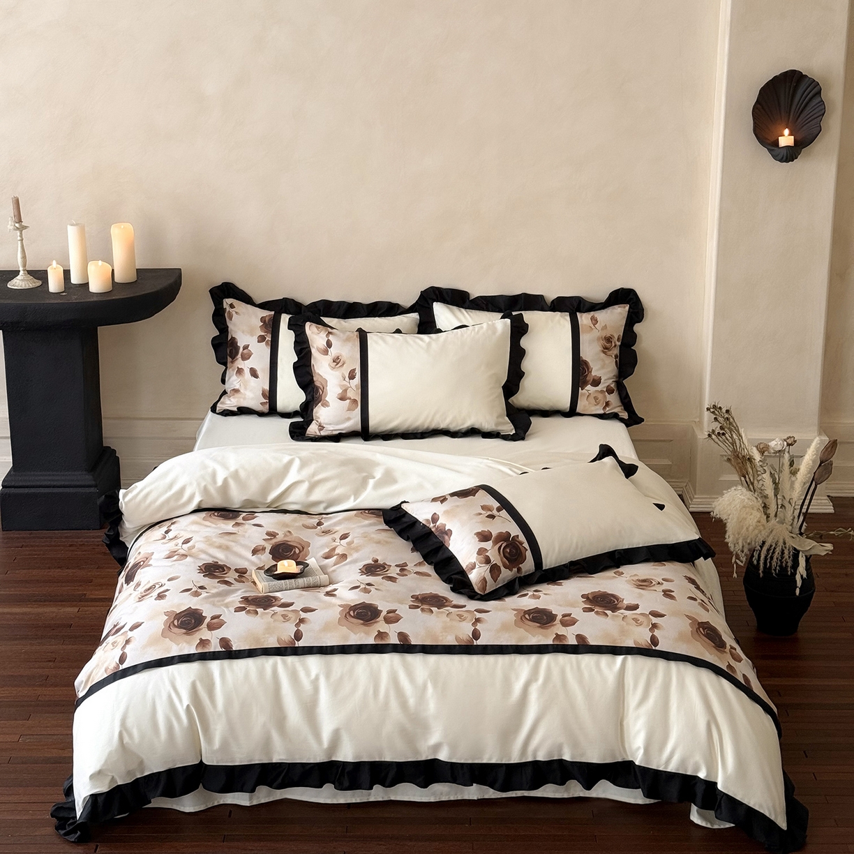 91家纺网 家纺一手货源 找家纺 （总）多乐娜 2025新款法式100支全棉贡缎数码印花四件套长绒棉工艺款轻奢花边款（会员-20）控价378/398起（券后！！）务必控价谢谢配合