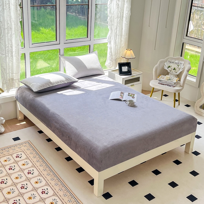 91家纺网 家纺一手货源 找家纺 柠萌家居 2025新款无印良品风双拼全棉色织水洗棉加牛奶绒单品被套简约风全棉拼牛奶绒单被套 棉+绒-白细条