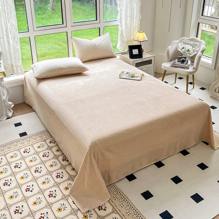 91家纺网 家纺一手货源 找家纺 柠萌家居 2025新款无印良品风双拼全棉色织水洗棉加牛奶绒单品被套简约风全棉拼牛奶绒单被套 棉+绒-米极细条