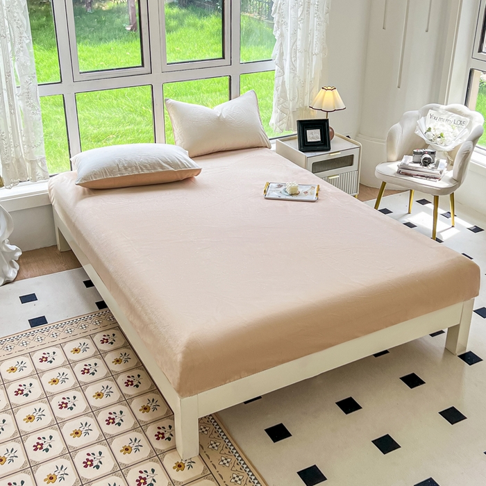 91家纺网 家纺一手货源 找家纺 柠萌家居 2025新款无印良品风双拼全棉色织水洗棉加牛奶绒单品被套简约风全棉拼牛奶绒单被套 棉+绒-米极细条