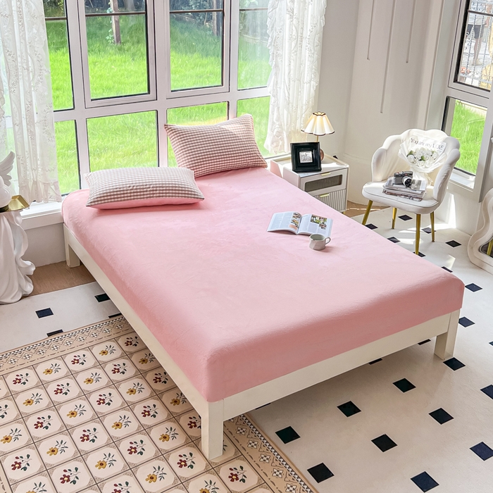 91家纺网 家纺一手货源 找家纺 柠萌家居 2025新款无印良品风双拼全棉色织水洗棉加牛奶绒单品被套简约风全棉拼牛奶绒单被套 棉+绒-蜜粉小格