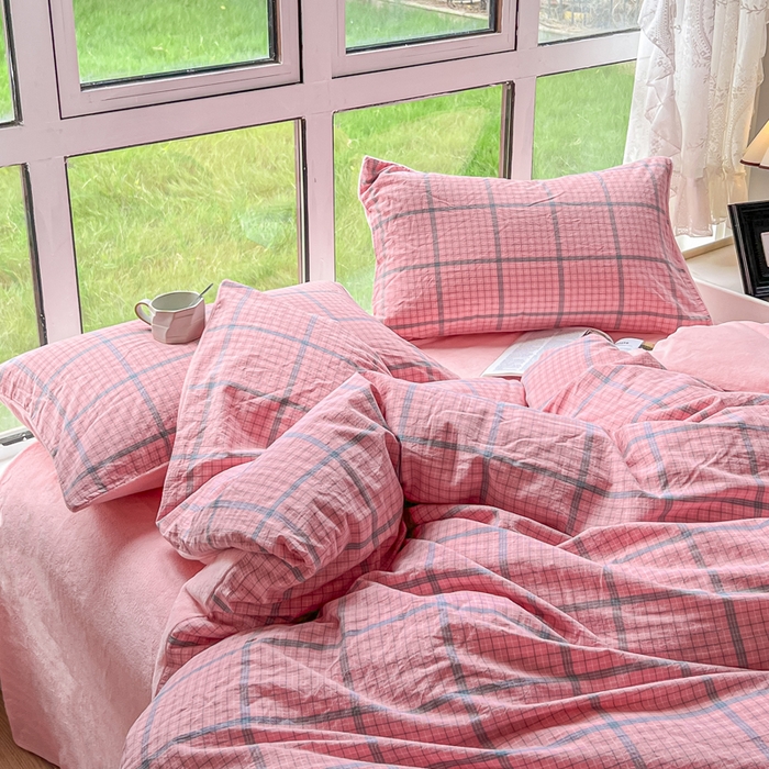 91家纺网 家纺一手货源 找家纺 柠萌家居 2025新款无印良品风双拼全棉色织水洗棉加牛奶绒单品被套简约风全棉拼牛奶绒单被套 棉+绒-瓦尔粉