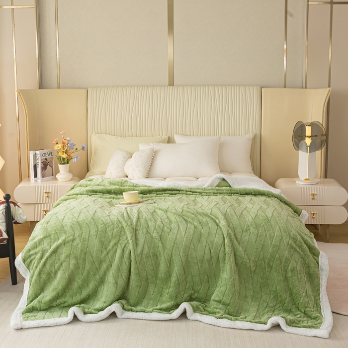 91家纺网 家纺一手货源 找家纺 （总）佳居缘 【双面绒-交叉纹】 2025加厚保暖羊羔绒毛毯双层塔芙绒毯子跨境专供外贸出口定制