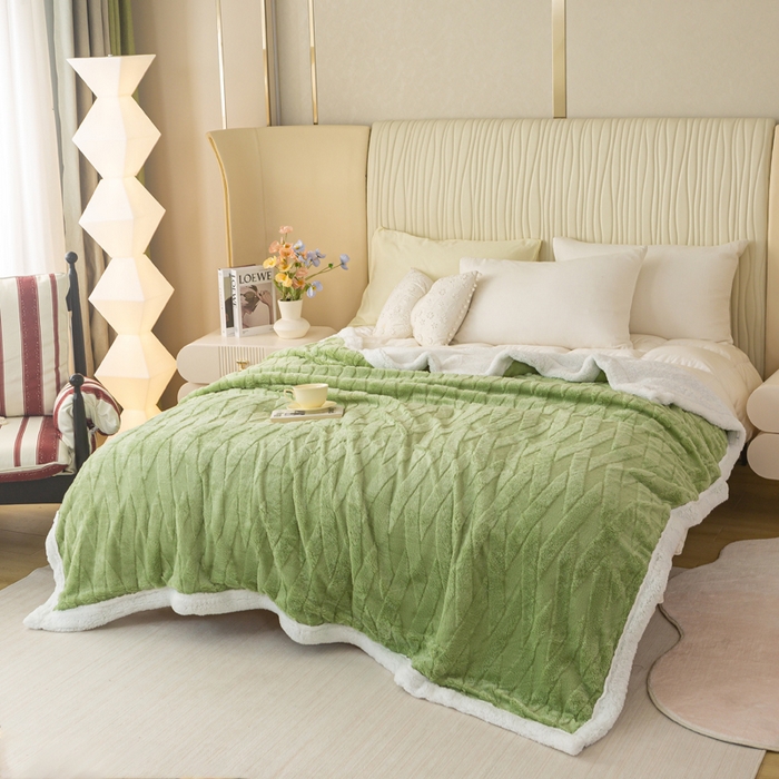 91家纺网 家纺一手货源 找家纺 （总）佳居缘 【双面绒-交叉纹】 2025加厚保暖羊羔绒毛毯双层塔芙绒毯子跨境专供外贸出口定制