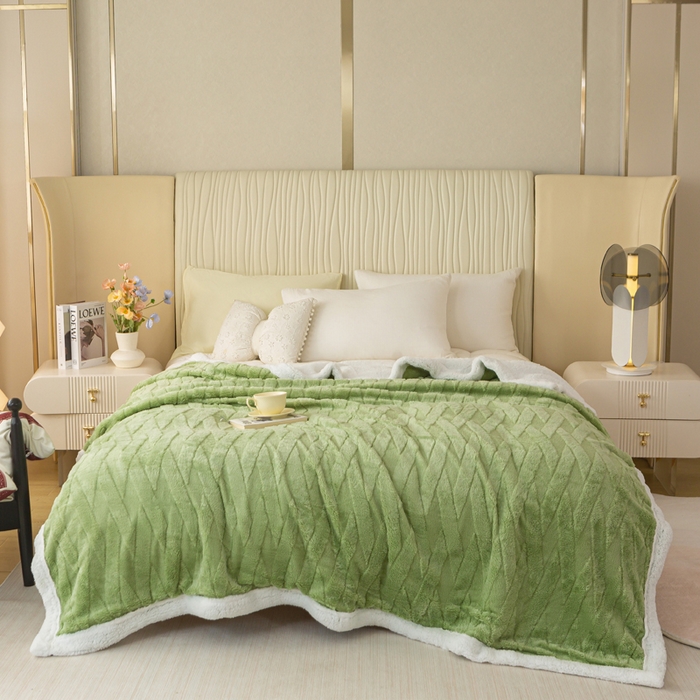 91家纺网 家纺一手货源 找家纺 （总）佳居缘 【双面绒-交叉纹】 2025加厚保暖羊羔绒毛毯双层塔芙绒毯子跨境专供外贸出口定制