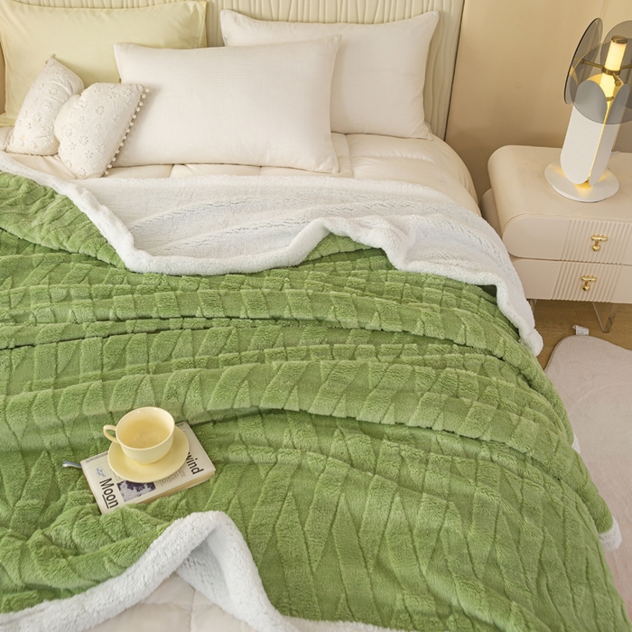 91家纺网 家纺一手货源 找家纺 （总）佳居缘 【双面绒-交叉纹】 2025加厚保暖羊羔绒毛毯双层塔芙绒毯子跨境专供外贸出口定制