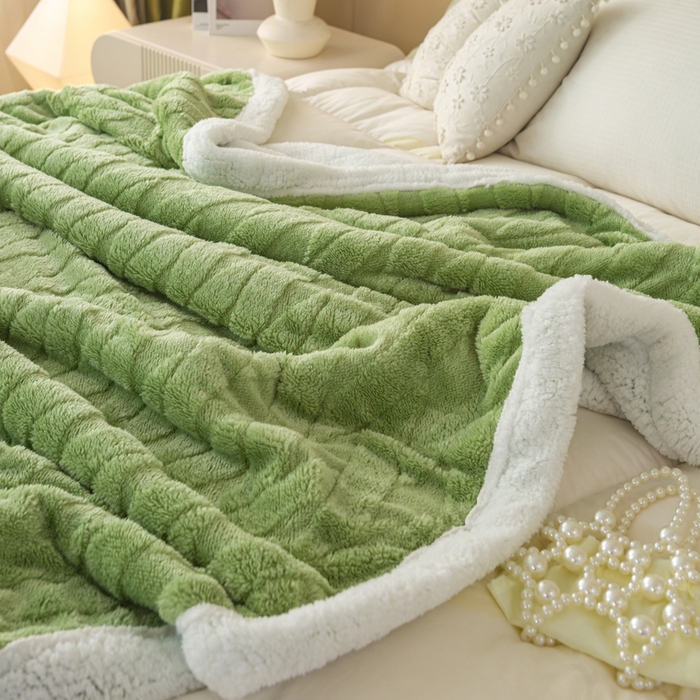 91家纺网 家纺一手货源 找家纺 （总）佳居缘 【双面绒-交叉纹】 2025加厚保暖羊羔绒毛毯双层塔芙绒毯子跨境专供外贸出口定制