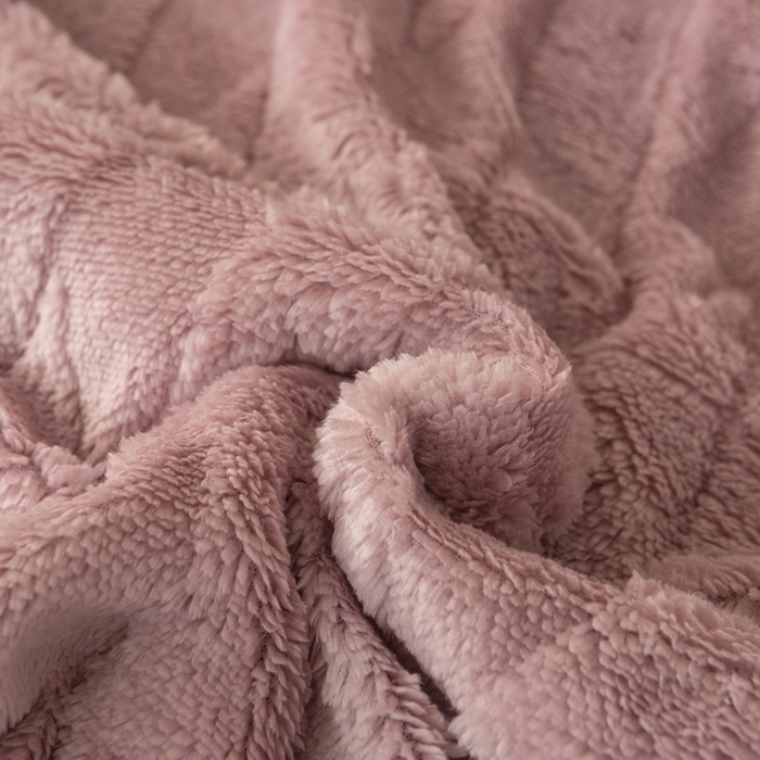 91家纺网 家纺一手货源 找家纺 佳居缘 【双面绒-交叉纹】 2025加厚保暖羊羔绒毛毯双层塔芙绒毯子跨境专供外贸出口定制 交叉-紫