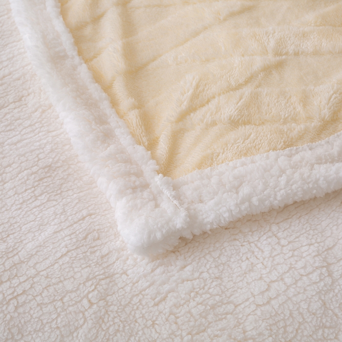 91家纺网 家纺一手货源 找家纺 佳居缘 【双面绒-交叉纹】 2025加厚保暖羊羔绒毛毯双层塔芙绒毯子跨境专供外贸出口定制 交叉纹-米白