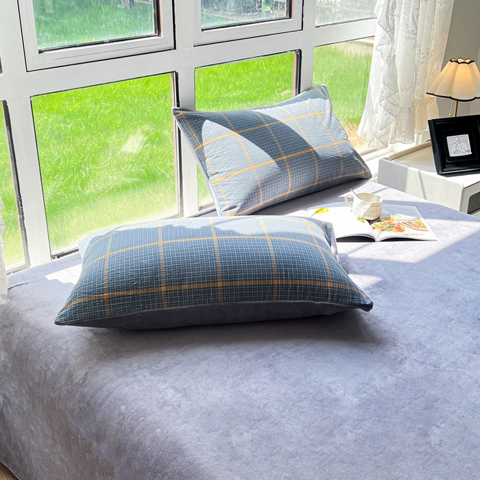 91家纺网 家纺一手货源 找家纺 柠萌家居 2025新款无印良品风双拼全棉色织水洗棉加牛奶绒单品被套简约风全棉拼牛奶绒单被套 棉+绒-瓦尔灰