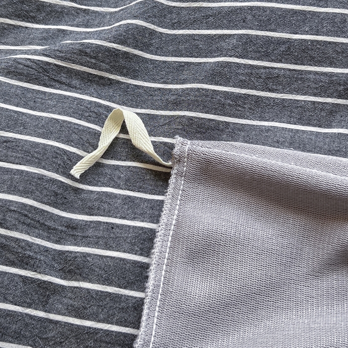 91家纺网 家纺一手货源 找家纺 柠萌家居 2025新款无印良品风双拼全棉色织水洗棉加牛奶绒单品被套简约风全棉拼牛奶绒单被套 棉+绒-中条纹深灰