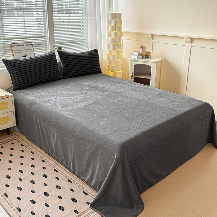 91家纺网 家纺一手货源 找家纺 柠萌家居 2025新款无印良品风双拼全棉色织水洗棉加牛奶绒单品被套简约风全棉拼牛奶绒单被套 棉+绒白日梦想家