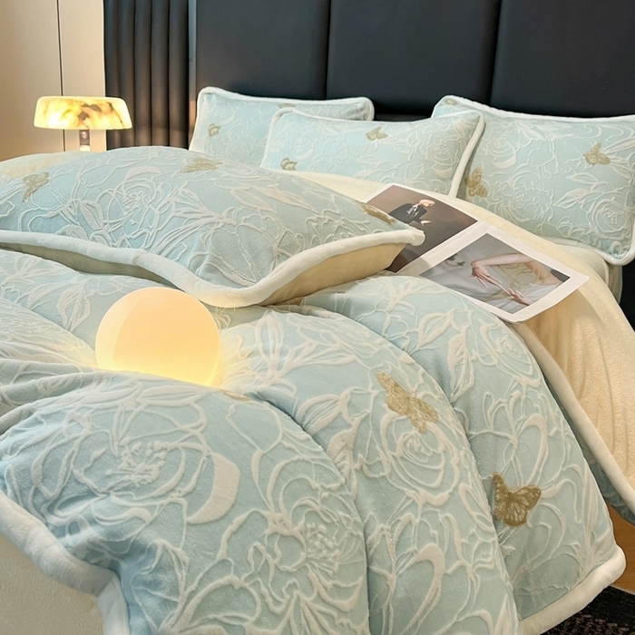 91家纺网 家纺一手货源 找家纺 （总）诺梵 高端2025雕花绒四件套牛奶烂花绒大包边被套_控价标准高于149，加大高于159