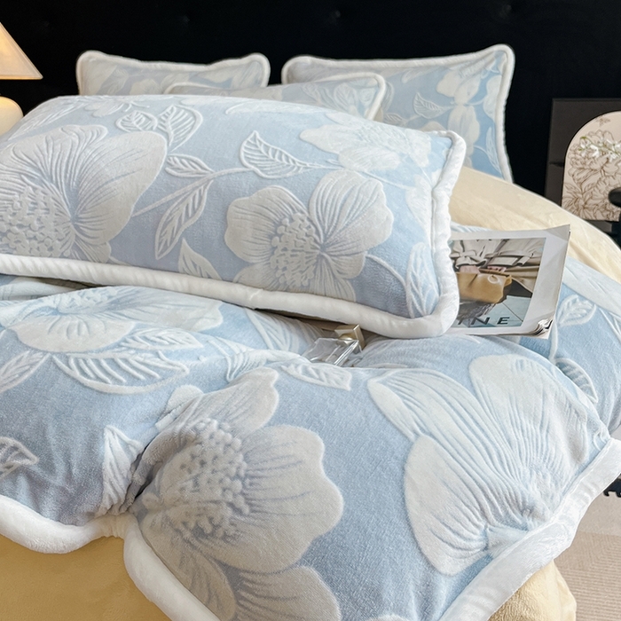 91家纺网 家纺一手货源 找家纺 （总）诺梵 高端2025雕花绒四件套牛奶烂花绒大包边被套_控价标准高于149，加大高于159