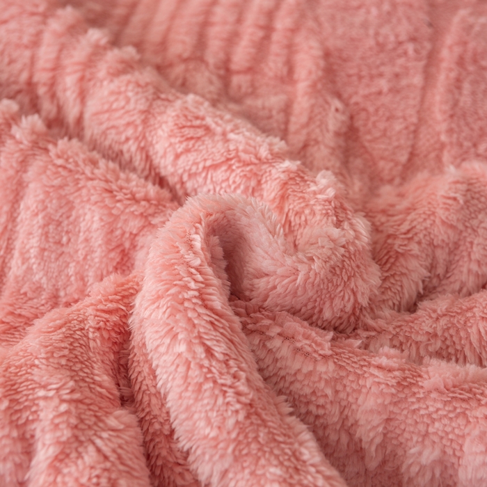 91家纺网 家纺一手货源 找家纺 佳居缘 【双面绒-叶子】 2025加厚保暖羊羔绒毛毯双层塔芙绒毯子跨境专供外贸出口定制 叶子-粉