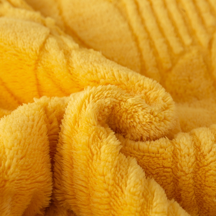 91家纺网 家纺一手货源 找家纺 佳居缘 【双面绒-叶子】 2025加厚保暖羊羔绒毛毯双层塔芙绒毯子跨境专供外贸出口定制 叶子-黄