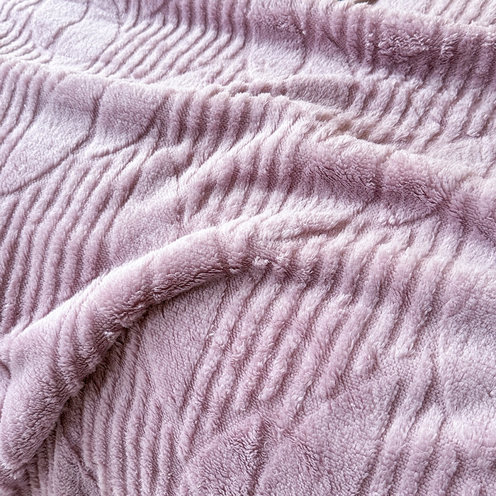 91家纺网 家纺一手货源 找家纺 佳居缘 【双面绒-叶子】 2025加厚保暖羊羔绒毛毯双层塔芙绒毯子跨境专供外贸出口定制 叶子-紫色