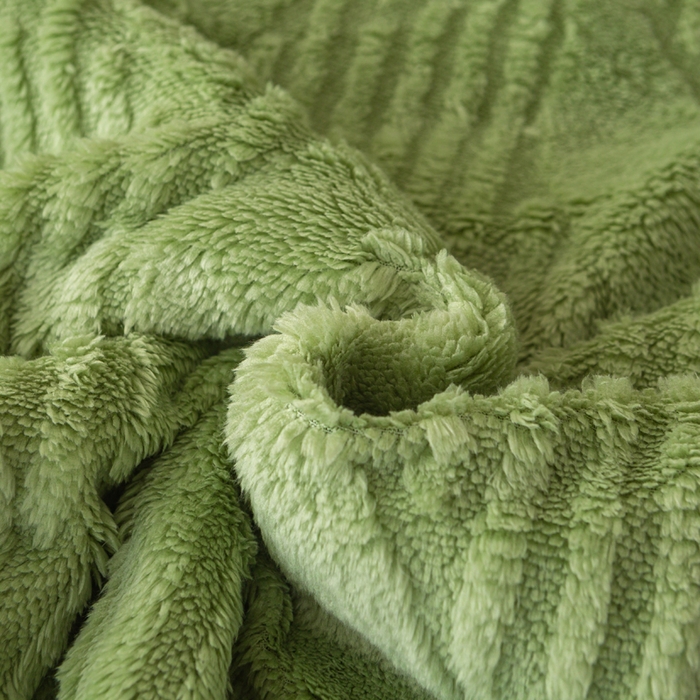 91家纺网 家纺一手货源 找家纺 佳居缘 【双面绒-叶子】 2025加厚保暖羊羔绒毛毯双层塔芙绒毯子跨境专供外贸出口定制 叶子-绿