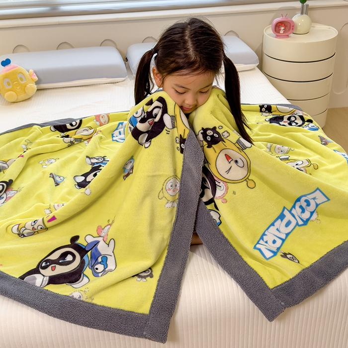 91家纺网 家纺一手货源 找家纺 云恋家纺 2025新款儿童卡通加厚牛奶绒北极绒双层绒毛毯 蛋仔兄弟