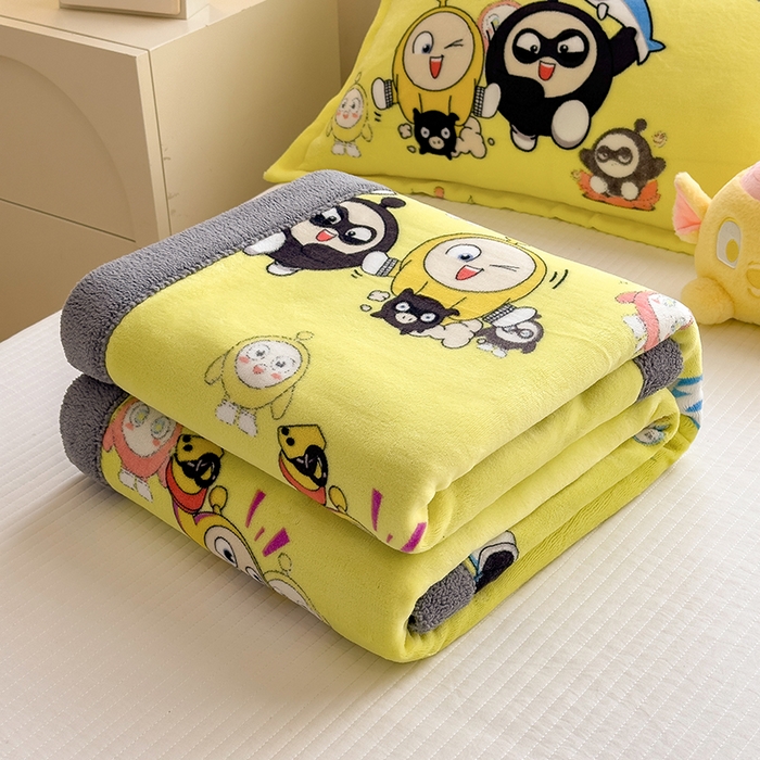 91家纺网 家纺一手货源 找家纺 云恋家纺 2025新款儿童卡通加厚牛奶绒北极绒双层绒毛毯 蛋仔兄弟